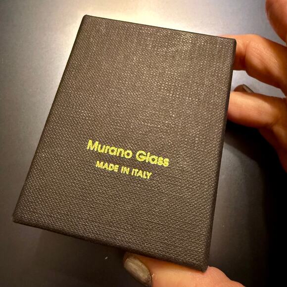 Authentic Italian Murano Glass Rhinestone Drop Earrings - Picture 6 of 6